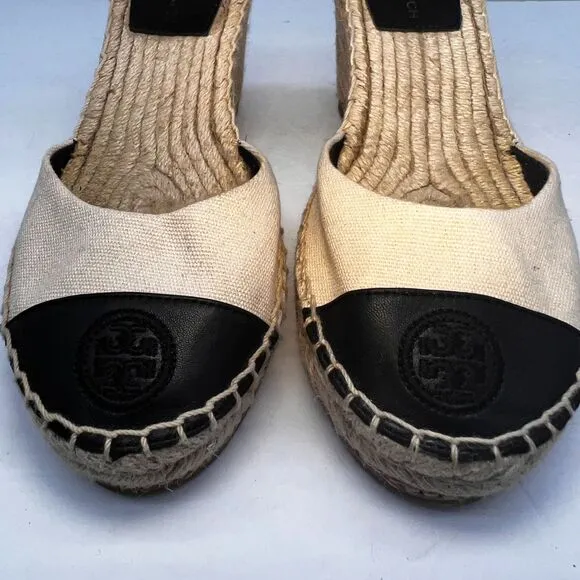 Tory Burch Sandal Women 8M Wedge Espadrilles Ankle Strap Color Block Cruise  