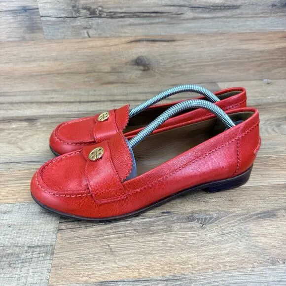 Tory Burch Size 7.5M Women’s Shoes Red Leather Loafers