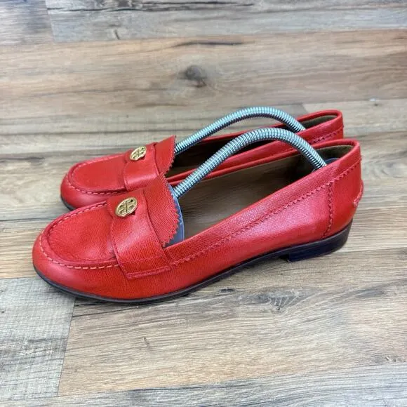 Tory Burch Size 7.5M Women’s Shoes Red Leather Loafers