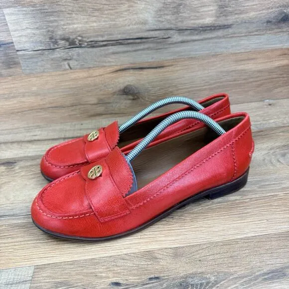 Tory Burch Size 7.5M Women’s Shoes Red Leather Loafers
