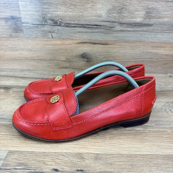 Tory Burch Size 7.5M Women’s Shoes Red Leather Loafers