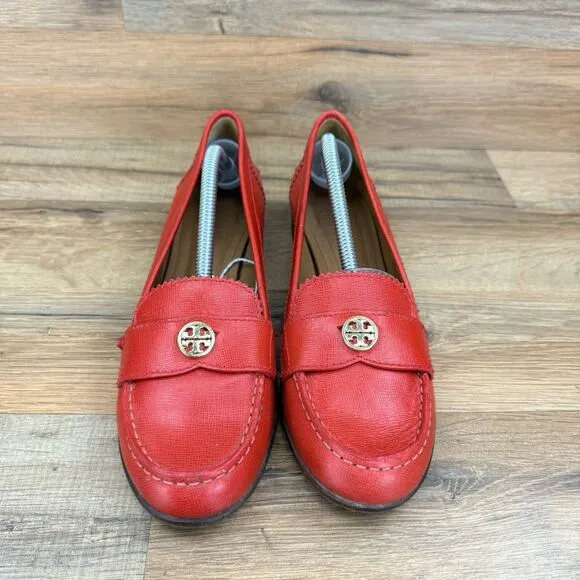 Tory Burch Size 7.5M Women’s Shoes Red Leather Loafers