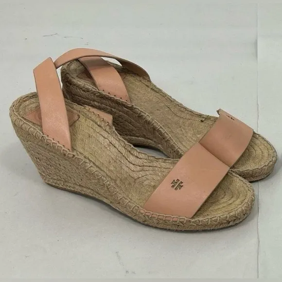 Tory Burch Tan Wedge Espadrilles
