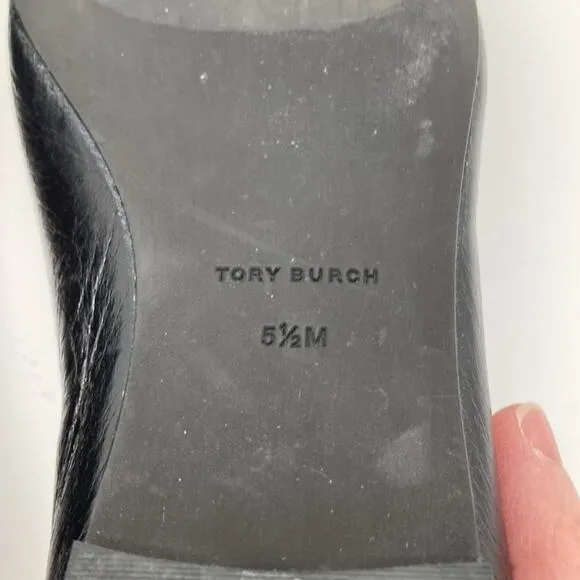 Tory Burch Womens Georgia Black Square Toe Flats size 5.5 M