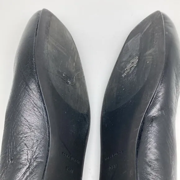 Tory Burch Womens Georgia Black Square Toe Flats size 5.5 M