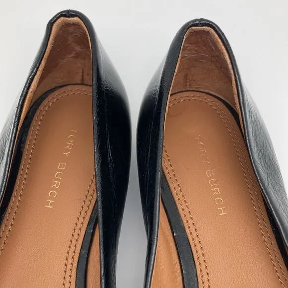Tory Burch Womens Georgia Black Square Toe Flats size 5.5 M