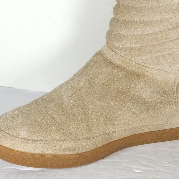 Tory Burch Women's Loriner US8M Light Camel Split Side Zip Lined Shearling Boots