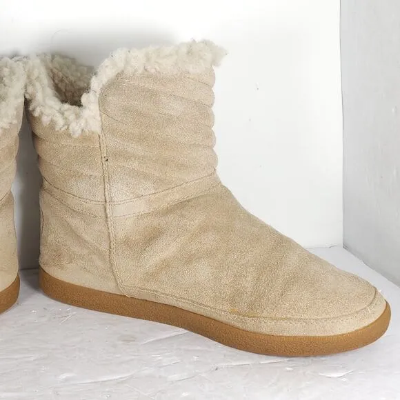 Tory Burch Women's Loriner US8M Light Camel Split Side Zip Lined Shearling Boots