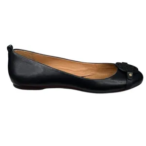 Tory Burch Women’s Mini Miller Logo Black Leather Flats Size US 7.5