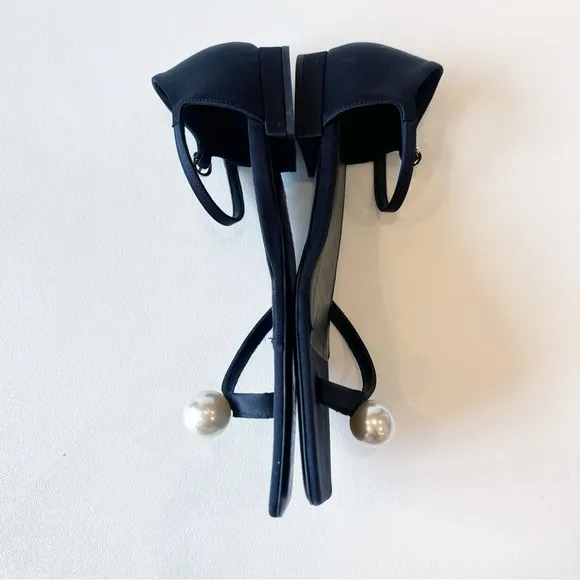 Toteme Pearl Embellished Black Satin Sandals 40