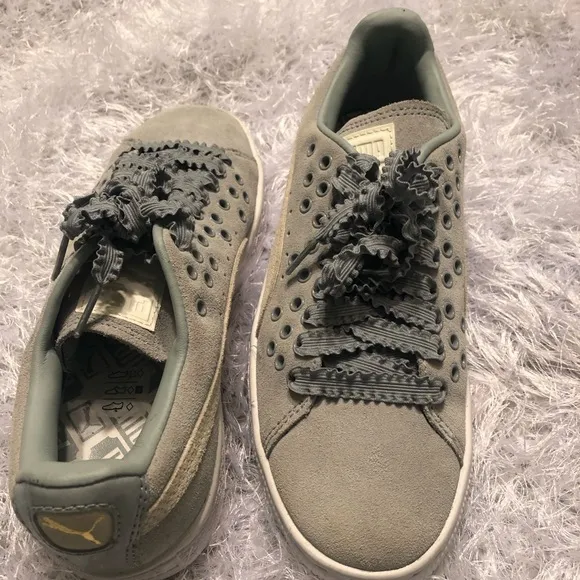 Trendy Suede Sneakers with Unique Laces