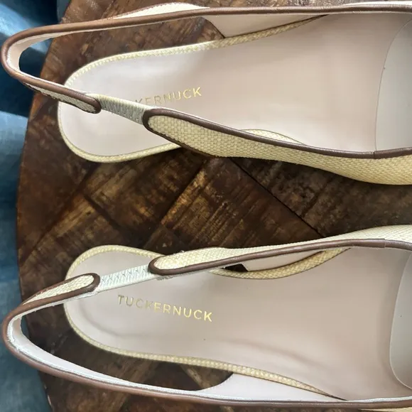 Tuckernuck Liv natural Raffia Slingbacks, New in Box size 6