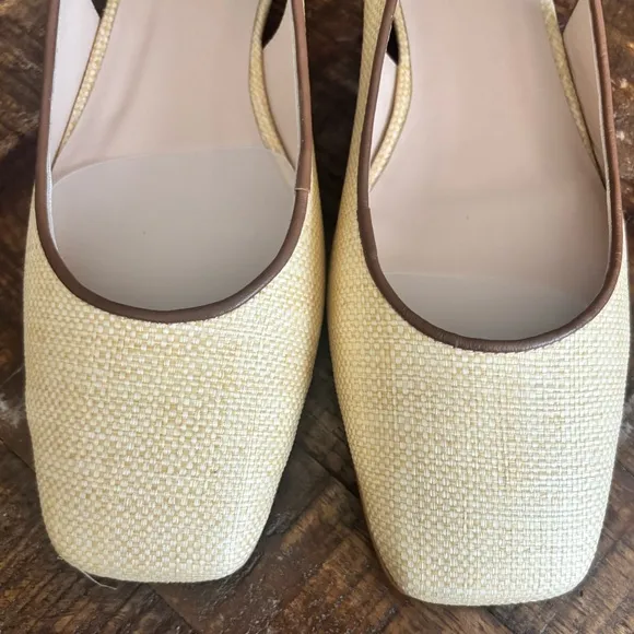 Tuckernuck Liv natural Raffia Slingbacks, New in Box size 6