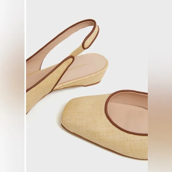 Tuckernuck Liv natural Raffia Slingbacks, New in Box size 6