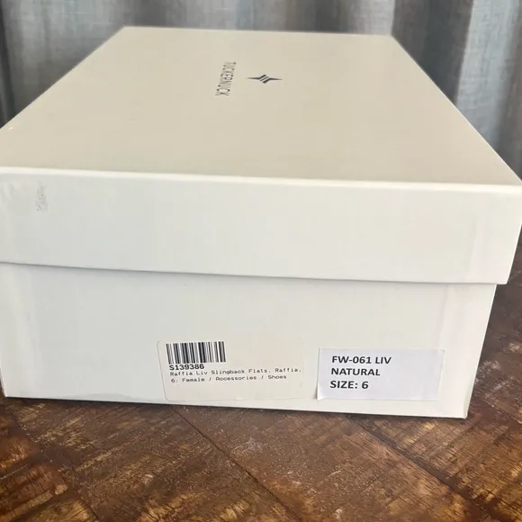 Tuckernuck Liv natural Raffia Slingbacks, New in Box size 6