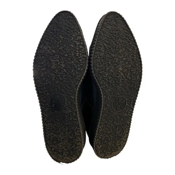 T.U.K Creepers Black and White Leather with Buckle Strap