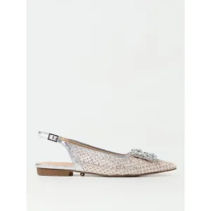 Twenty Fourhaitch Silver Slingback Flats with Pointed Toe Women Nude Running