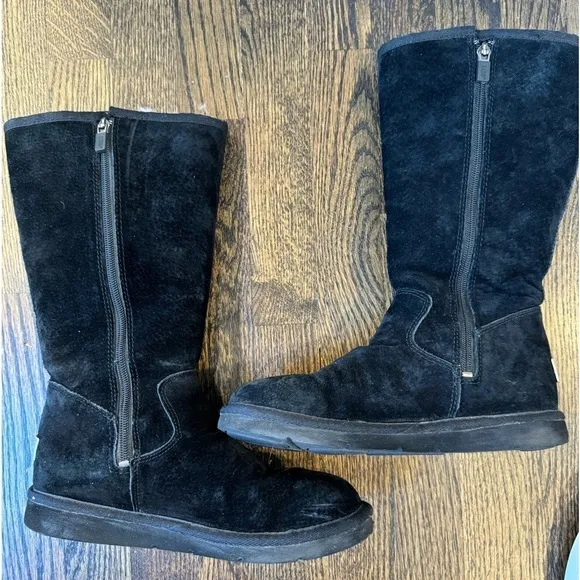 UGG 5195 Black Tall Buckle Cargo Pocket Sheepskin Boots Women's