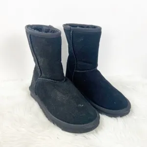 Ugg 8 Womens Black Suede Shearling Classic Short II Winter Boots