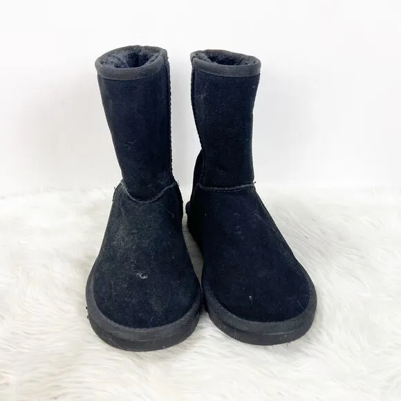 Ugg 8 Womens Black Suede Shearling Classic Short II Winter Boots