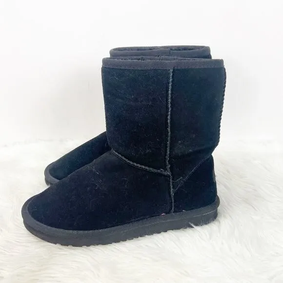 Ugg 8 Womens Black Suede Shearling Classic Short II Winter Boots