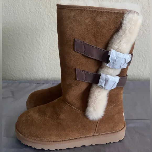 Ugg Alethiea Chestnut Suede Shearling Boors New 8 1125810
