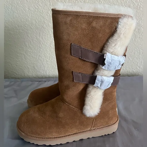 Ugg Alethiea Chestnut Suede Shearling Boors New 8 1125810