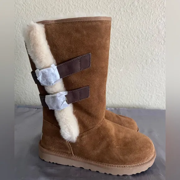 Ugg Alethiea Chestnut Suede Shearling Boors New 8 1125810