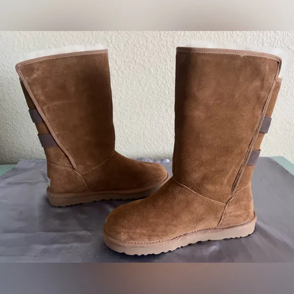 Ugg Alethiea Chestnut Suede Shearling Boors New 8 1125810