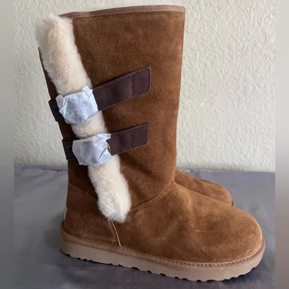 Ugg Alethiea Chestnut Suede Shearling Boors New 8 1125810