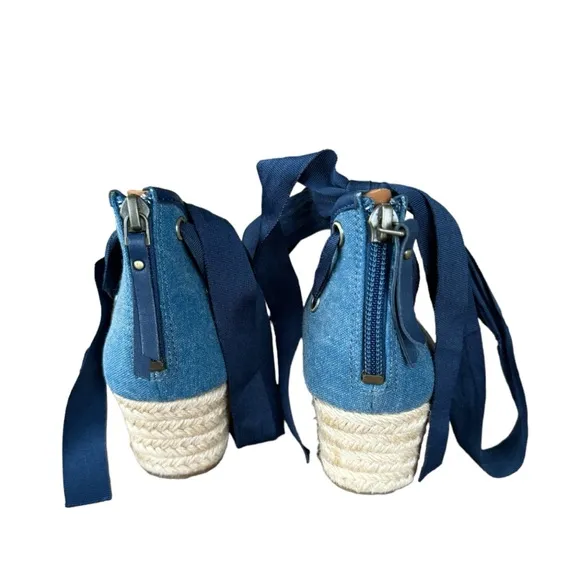 UGG Amell Ankle Tie Denim Blue Womens Open Toe Sandals Size 7.5