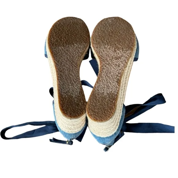 UGG Amell Ankle Tie Denim Blue Womens Open Toe Sandals Size 7.5