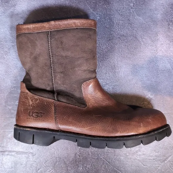 UGG Australia Beacon Brown Leather / Suede Shearling Lined Men's Boots 5485 Sz13
