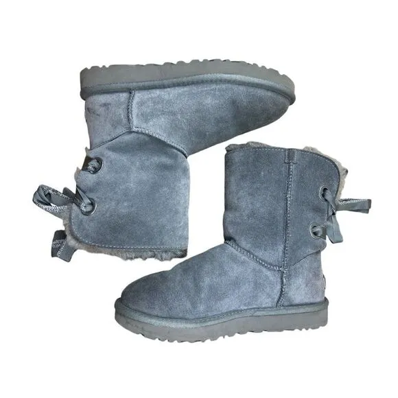 UGG Australia Customizable Bailey Bow Short Shearling Boots Charcoal