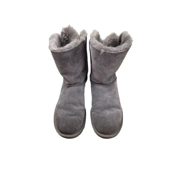 UGG Australia Customizable Bailey Bow Short Shearling Boots Charcoal