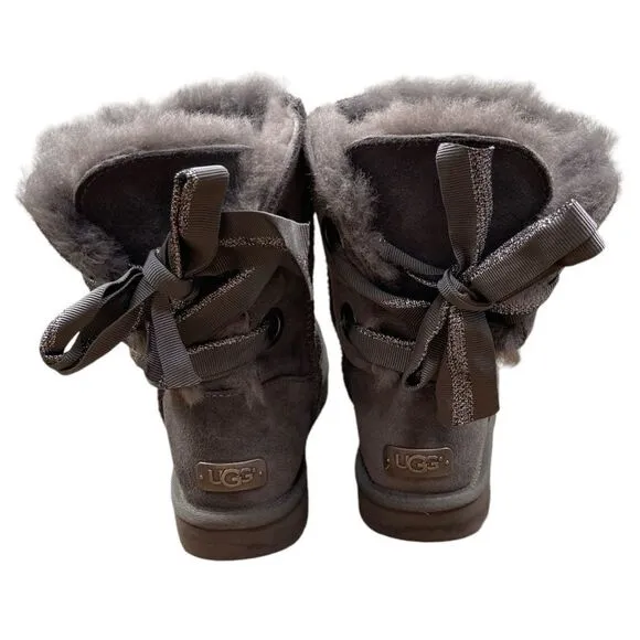 UGG Australia Customizable Bailey Bow Short Shearling Boots Charcoal