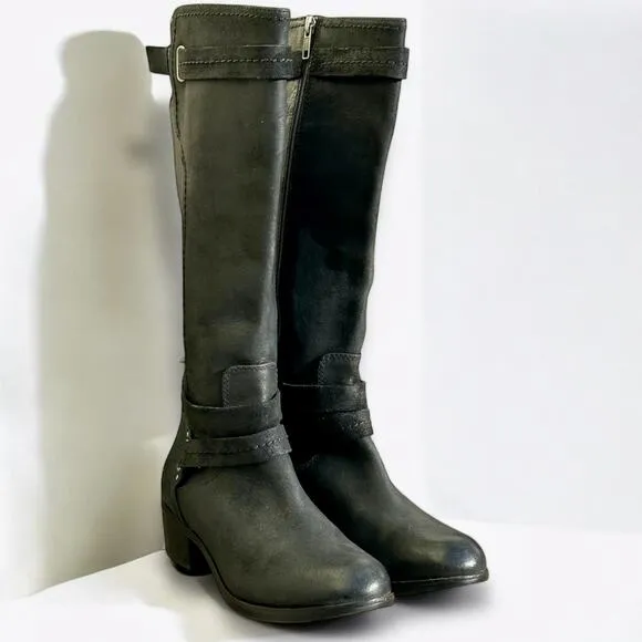 UGG Australia Darcie Knee High Leather Riding Boot Black 7 Sheepskin Shearling