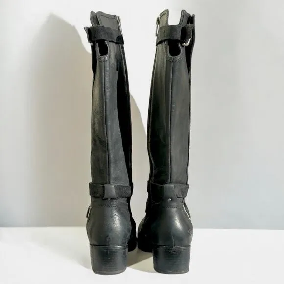 UGG Australia Darcie Knee High Leather Riding Boot Black 7 Sheepskin Shearling