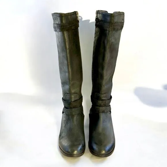 UGG Australia Darcie Knee High Leather Riding Boot Black 7 Sheepskin Shearling