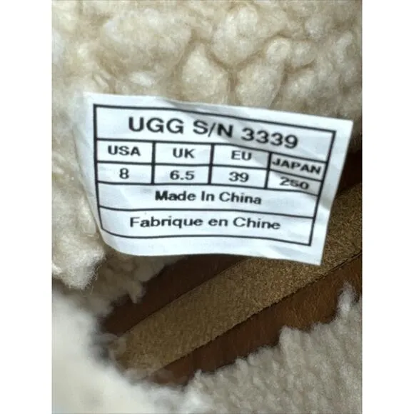 UGG Australia Hartley Brown Leather Shearling Lined Wedge Boot Women’s 8