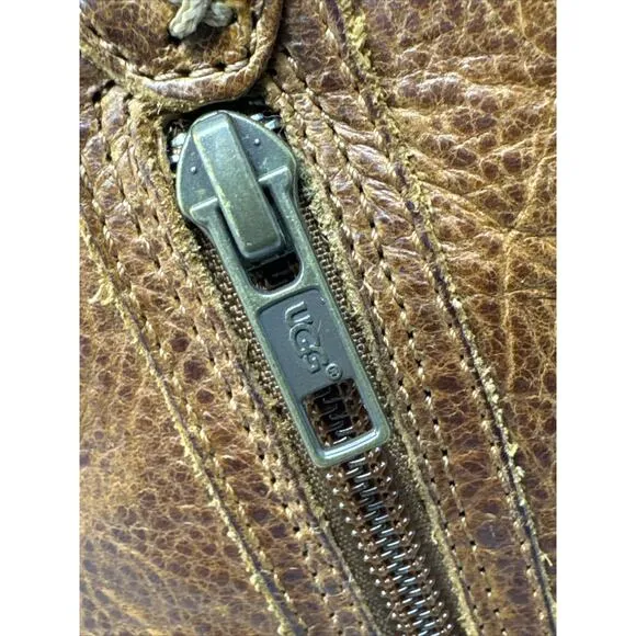 UGG Australia Hartley Brown‎ Leather Shearling Lined Wedge Boot Women’s 8