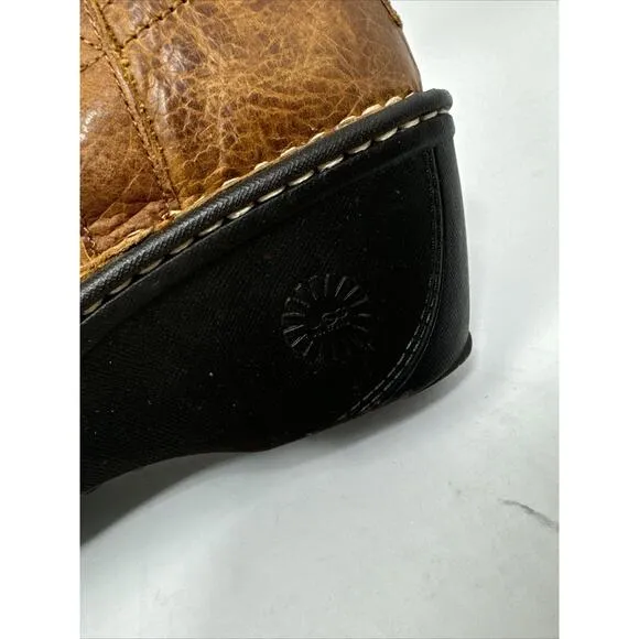 UGG Australia Hartley Brown Leather Shearling Lined Wedge Boot Women’s 8