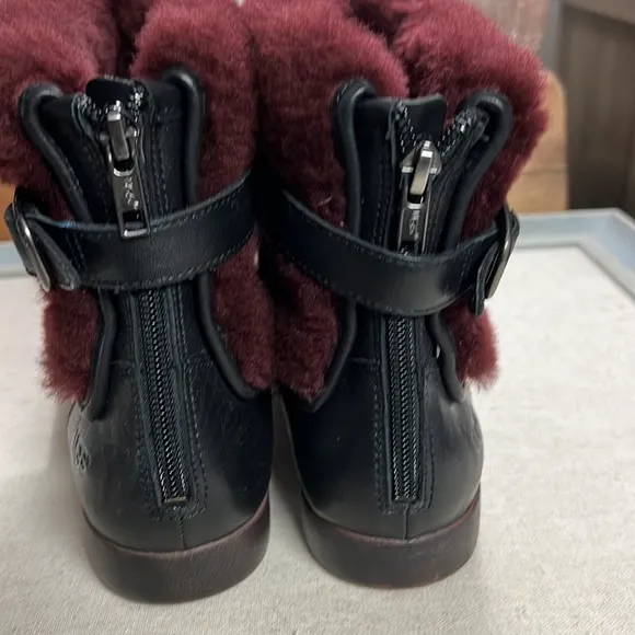 UGG Australia Leather and Shearling Inez Ankle Boots
