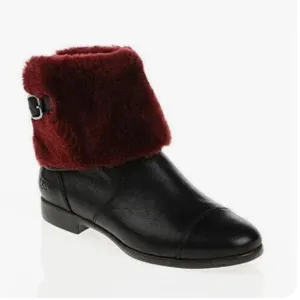 UGG Australia Leather and Shearling Inez Ankle Boots