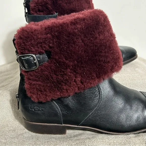 UGG Australia Leather Inez Ankle Boots 9.5