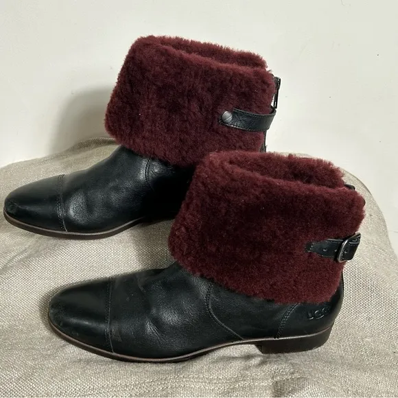 UGG Australia Leather Inez Ankle Boots 9.5