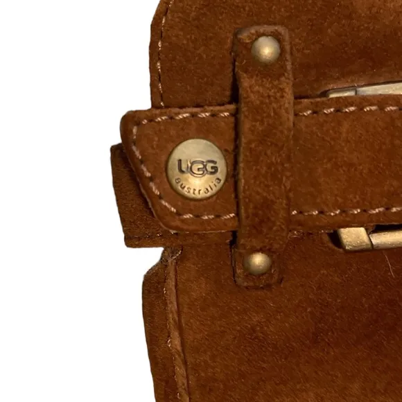UGG Australia Mare Western Brown Boots Shearling Biker Boots Size-9