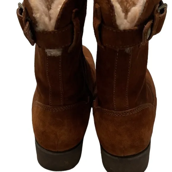 UGG Australia Mare Western Brown Boots Shearling Biker Boots Size-9
