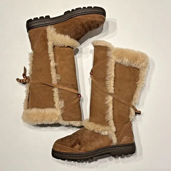 Ugg Australia Nightfall Brown Shearling Boots Made in New Zealand Women Size 7