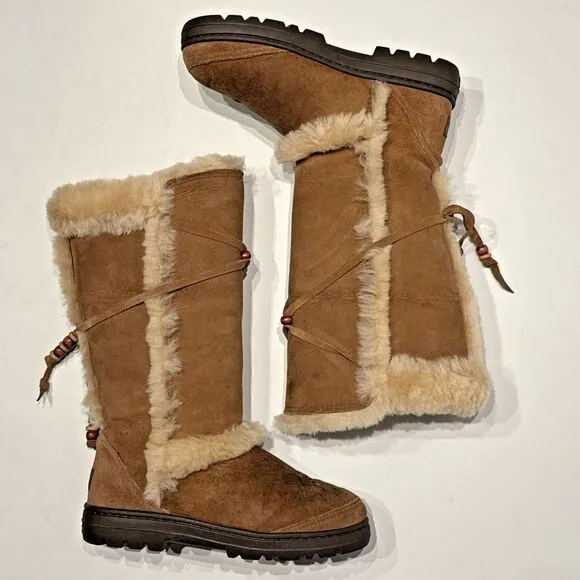 Ugg Australia Nightfall Brown Shearling Boots Made in New Zealand Women Size 7